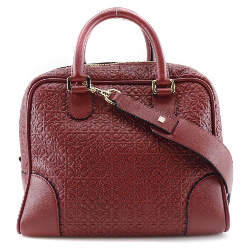 LOEWE Repeat anagram 2WAYShoulder Amazona Handbag Red Calfskin Women
